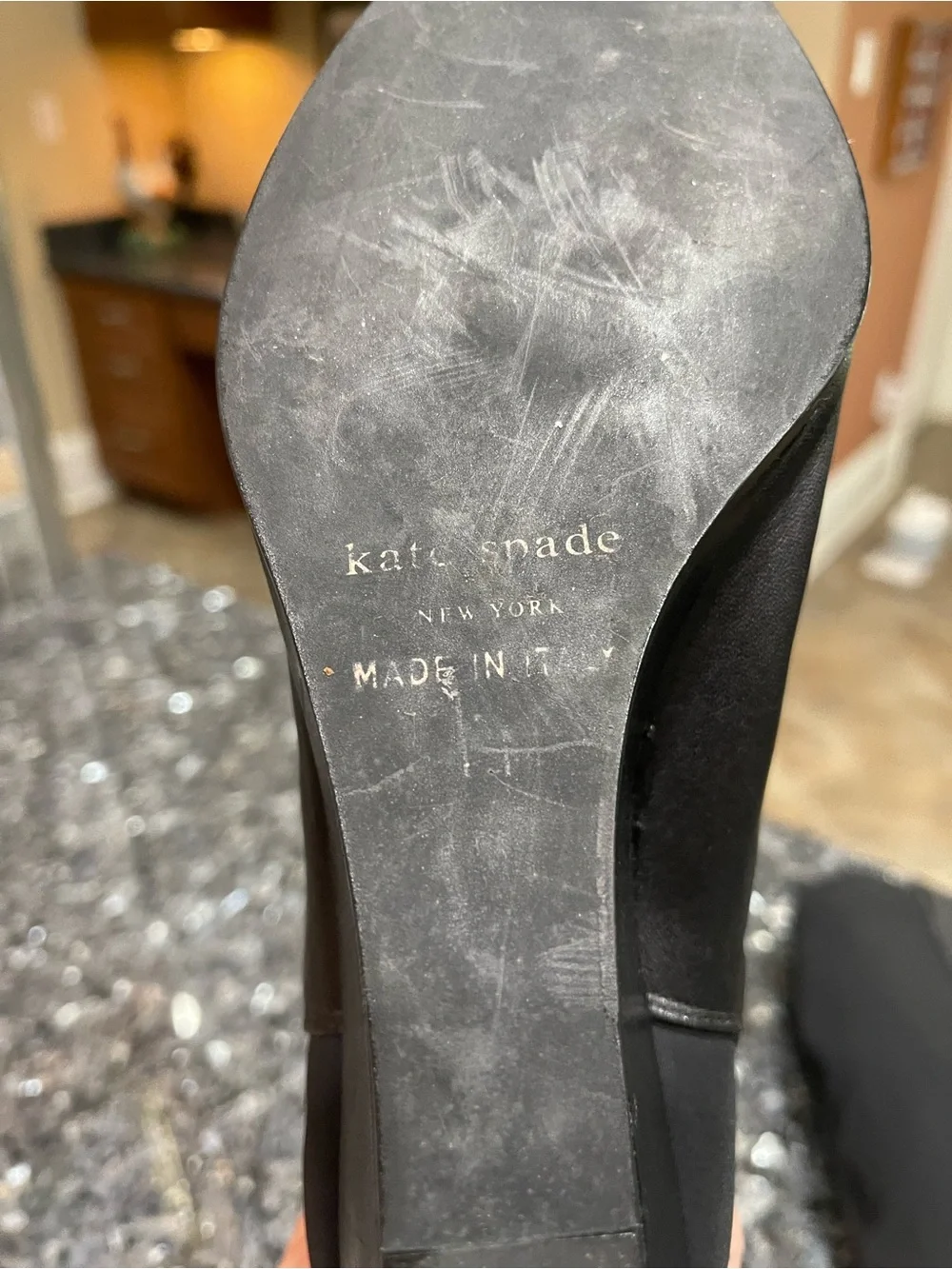 kate spade Black Castina Wedge Boots Leather Knee High 11 Italy